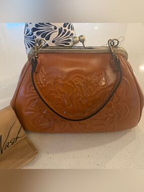 Patricia Nash Floral Leather Kiss-Lock Tabby Framed shoulder bag
